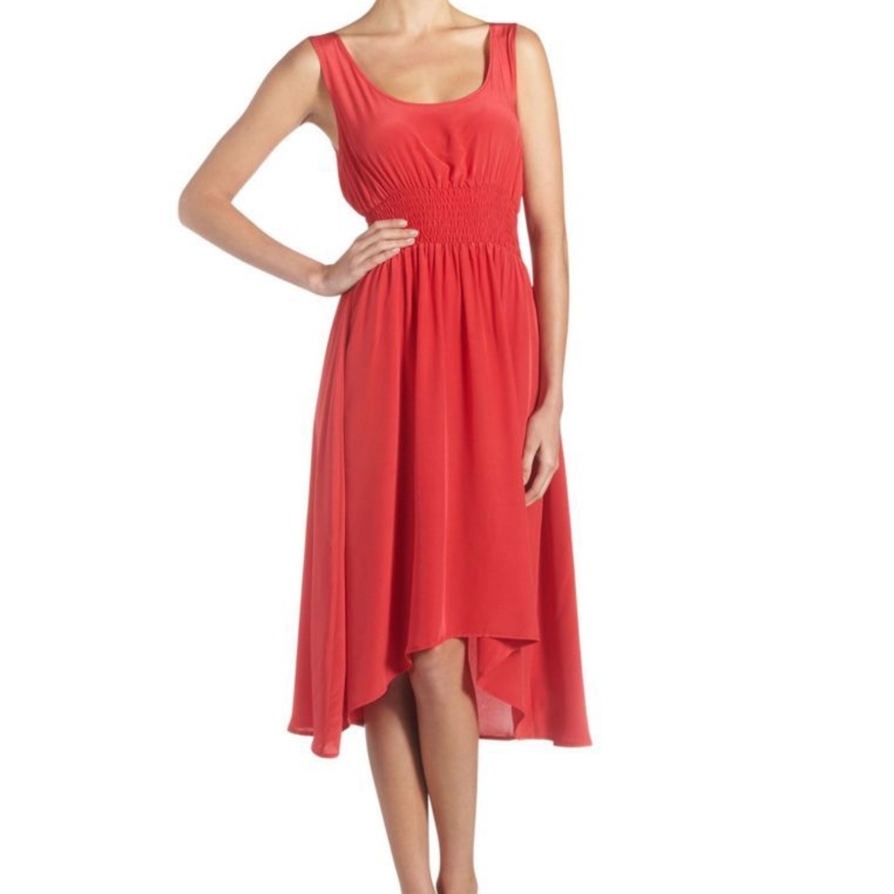 💰 JENNY HAN 100% Silk Red Highlow Tank Dress $176 ⭐️